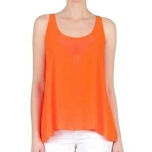 Liberty Love Swing Top XS Coral Orange Criss Cross Back Flowy Casual Summer Boho